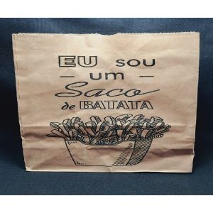 SACO PAPEL KRAFT IMPRESSO "EU SOU UM SACO DE BATATA" C/ 100 UNIDADES