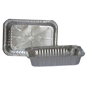 BANDEJA DE ALUMÍNIO RETANGULAR M170 1150 ML C/ TAMPA CAIXA C/ 100 UNIDADES