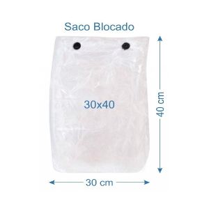 SACO PLÁSTICO BLOCADO 30X40CM PACOTE C/ 1000 UNIDADES