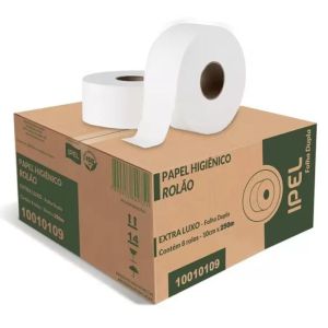 PAPEL HIGIÊNICO FOLHA DUPLA ROLÃO 8 ROLOS 250 METROS - IPEL