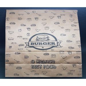 SACO PAPEL KRAFT IMPRESSO SOS BURGUER C/ 100 UNIDADES