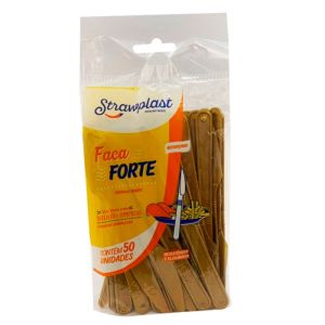 FACA REFEIÇÃO DOURADA STRAWPLAST COM 50 UNIDADES