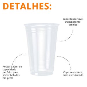 COPO DESCARTÁVEL LISO PARA CHOPP 330 ML RESISTENTE 1000 UNIDADES