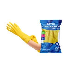 LUVA LATEX MULTIUSO P/ LIMPEZA  AMARELA TAMANHO G