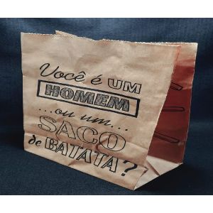 SACO PAPEL KRAFT IMPRESSO "EU SOU UM SACO DE BATATA" C/ 100 UNIDADES