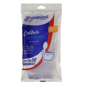 COLHER REFEIÇÃO DESCARTÁVEL CRISTAL 50 UNIDADES