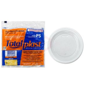 PRATO DESCARTÁVEL BRANCO TOTALPLAST 15CM PACOTE C/ 10 UNIDADES 