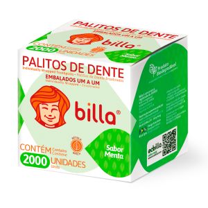 PALITO DENTAL SACHE MENTOLADO BILLA C/ 2.000 UNIDADES