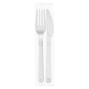 KIT GARFO E FACA SACHÊ BRANCO FORTE CAIXA C/ 250 KITS STRAWPLAST