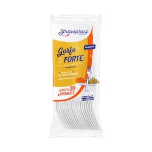 GARFO REFEIÇÃO DESCARTÁVEL REFORÇADO BRANCO STRAWPLAST PACOTE C/ 20 UNIDADES