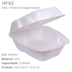 EMBALAGEM TÉRMICA ISOOI PARA FRANGO ASSADO 25CM X 22.5CM X 12.5CM  C/ 100 UND