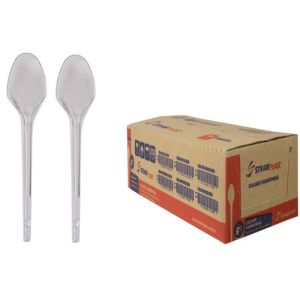 COLHER SOBREMESA DESCARTÁVEL CRISTAL STRAWPLAST CAIXA C/ 1000 UNIDADES